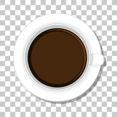 Coffee cup top view isolated on transparent background