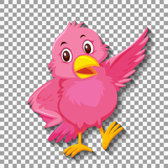 Cute pink bird cartoon character