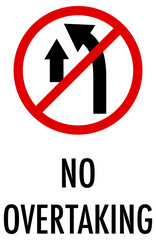 No overtaking sign on white background