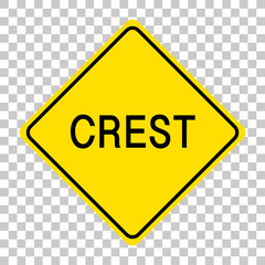 Crest road sign isolated on transparent background
