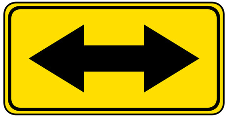 T Intersection yellow sign on white background