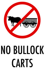 No bullock carts sign on white background