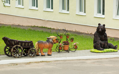 Funny animal figures in the park
