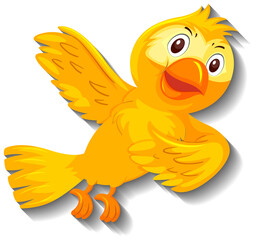 Cute yellow bird cartoon character