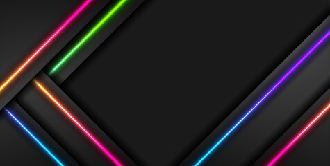 Futuristic technology abstract background with colorful neon glowing lines. Vector concept design