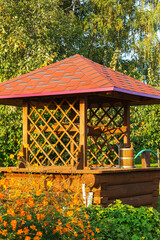 Decorative wooden water well