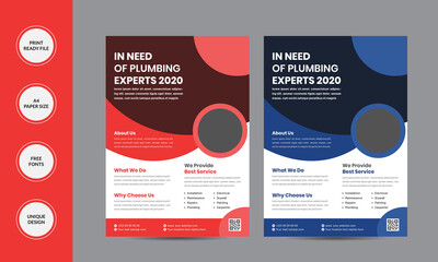 Modern Plumbing Flyer Design for a Company Template
template details:
Easy Customization and Editable
2 Color Versions
Full  Vector Eps. File
Size: A4 (210X297)
300 DPI resolutions