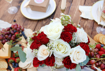 roses on table