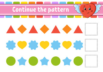 Continue the pattern. Education developing worksheet. Game for kids. Activity page. Puzzle for children. Riddle for preschool. Flat isolated vector illustration. Cute cartoon style.