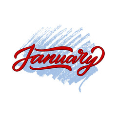 Vector illustration of January lettering for banner, signage, poster, greeting card, shop advertisement, souvenirs, calendar design. Handwritten word on pencil strokes background
