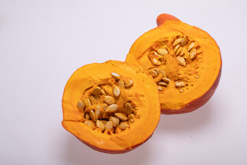 Yellow pumpkin vegetable isolated on white background