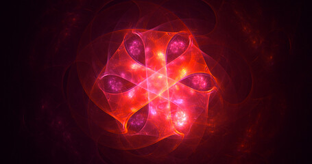 3D rendering abstract red fractal light background