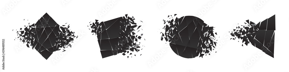 Wall mural shape shattered and explodes flat style design vector illustration set isolated on white background.