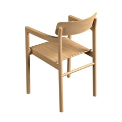 Chair with armrest isolated on white background. Post Chair By designer Cecilie Manz, 2019, Fredericia. 3D rendering.