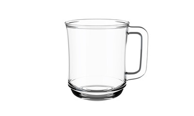 Empty glass cup with handle isolated on white background. 3D illustration.