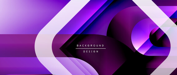 Vector geometric abstract background with lines and modern forms. Fluid gradient with abstract round shapes and shadow and light effects