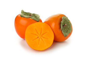 Fresh ripe persimmon isolated on white background