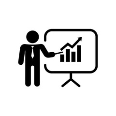 Business statistic presentation icon. Teacher icon. Vector on isolated white background. EPS 10