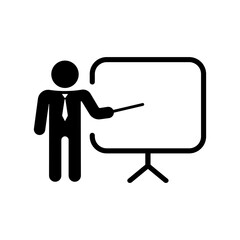 Business presentation icon. Teacher icon. Vector on isolated white background. EPS 10