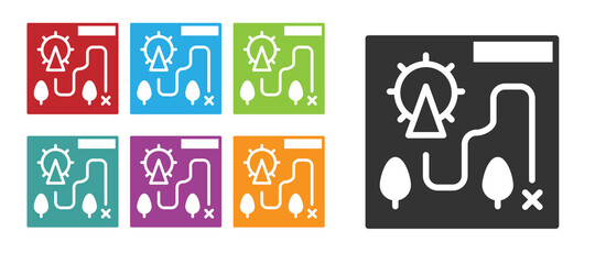 Black Amusement park map icon isolated on white background. Entertainment in vacation. Set icons colorful. Vector.