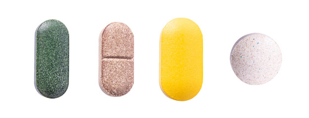 Pills set of supplements, vitamins and medication. Nutrition pills, healthy natural medication....