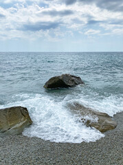 Black sea on a cloudy day. Massandra, Crimea