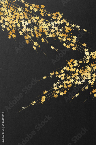 背景 テクスチャ 桜 花 高級感 和柄 金色 金屏風 金紙 金箔 年賀状 正月 和紙 壁紙 Wall Mural Emmanma