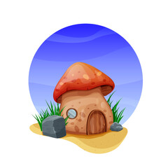 mushroom house illustration isolated on white background