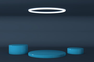 Mock up podium for product presentation, colorful background, 3d render, 3d illustration