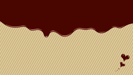 溶けて垂れるピンク色の苺味チョコレート背景とレースのリボンのセット Wall Mural はらまこと