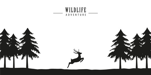 wildlife adventure deer in forest vector illustration EPS10