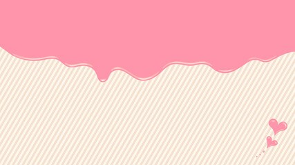 溶けて垂れるピンク色の苺味チョコレート背景とレースのリボンのセット Advertisement Wall Mural Advertiseme はらまこと