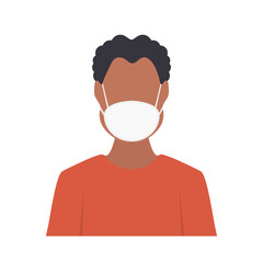 African American boy in mask. A black man in a respirator. Vector illustration.
