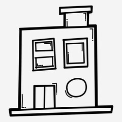 House building doodle vector icon. Drawing sketch illustration hand drawn line eps10