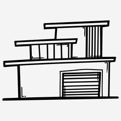 House building doodle vector icon. Drawing sketch illustration hand drawn line eps10
