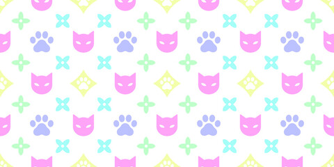 Cats seamless pattern. Vector illustration background for surface, t shirt design, print, poster, icon, web, graphic designs. 