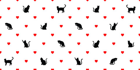 Cats silhouette seamless pattern. Vector illustration background for surface, t shirt design, print, poster, icon, web, graphic designs.  © leavector