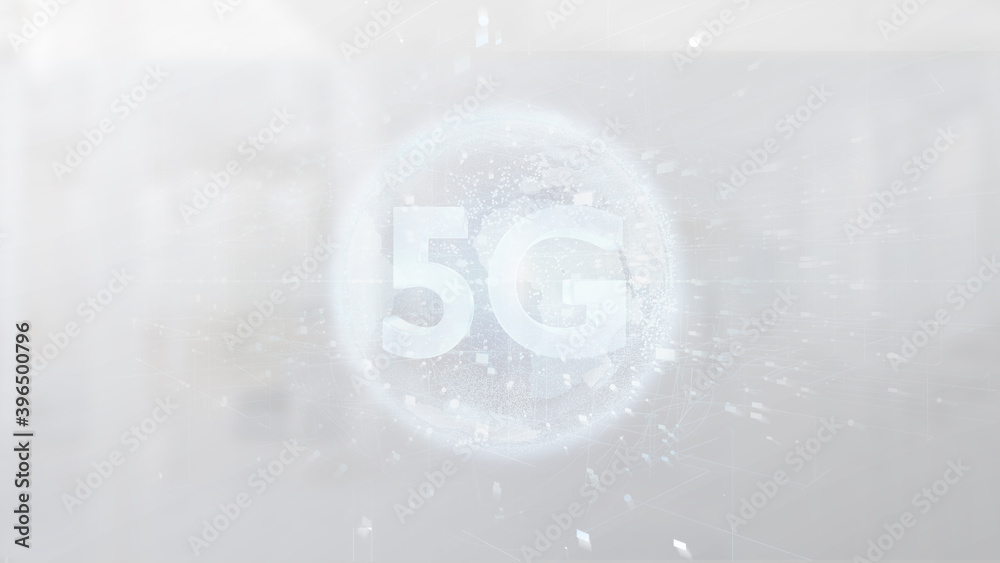Poster 5g connection with data surrounding - 3d rendering