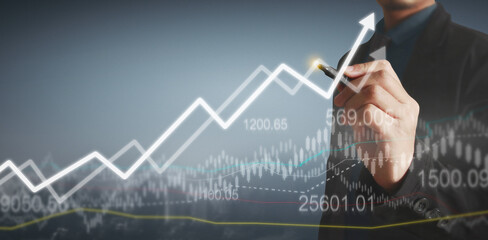 Hand drawing  chart.  graph stock of growth.v..