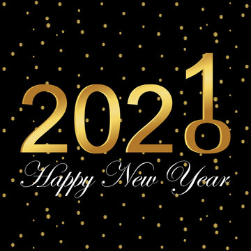 Happy New Year 2021 Black Promotion Poster or banner. Black Background Golden 2021. Vector EPS10