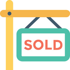 
Sold Sign Board Flat Vector Icon 
