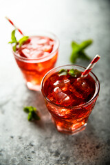 Delicious homemade berry lemonade with fresh mint
