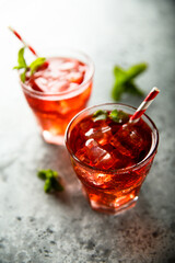 Delicious homemade berry lemonade with fresh mint