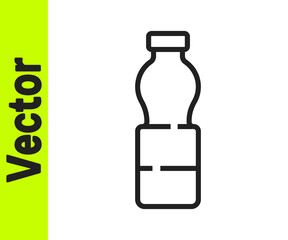 Black line Bottle of water icon isolated on white background. Soda aqua drink sign. Vector Illustration.
