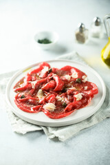 Traditional homemade beef carpaccio