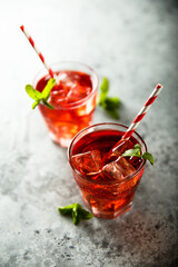 Delicious homemade berry lemonade with fresh mint