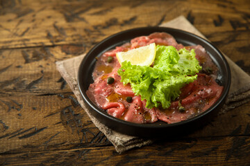 Traditional homemade beef carpaccio