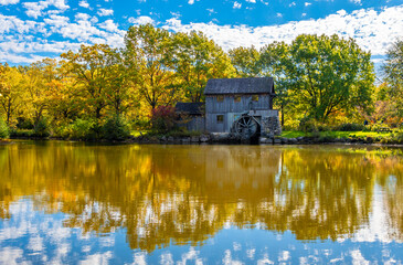 Old Watermill in Midway Village of Rockford Town, Illinois