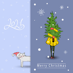 Christmas and New Year banner, poster.