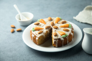 Traditional homemade carrot cake with almond